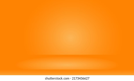 abstract orange color background with studio lighting  and blank space for product display backdrop