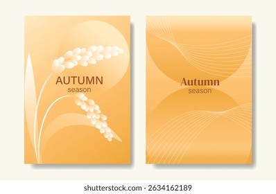 Conjunto de fundo da placa de outono do gradiente de cor laranja abstrato. Cartaz minimalista com cevada. Design de papel de parede da estação de outono moderna para decoração de casa, site, banner, anúncios.