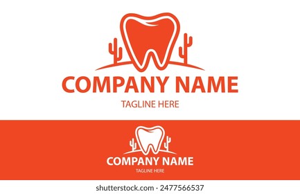 Diseño Abstractas del concepto del logotipo dental del diente del paisaje del color naranja