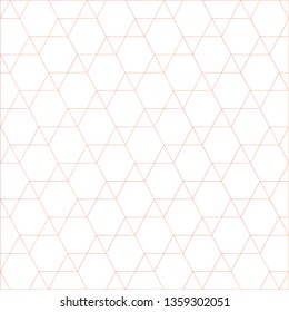 Abstract orange color line triangle and hexagon on white background, vector illustration