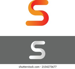 Abstract Orange color S letter logo vector design illustration background icon 