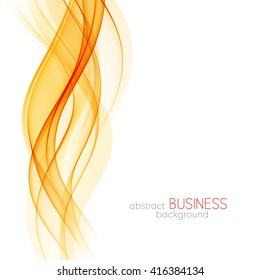 Abstract orange color wave design element. Abstract smooth color wavy vector. Curve flow orange motion illustration. Orange smoke wave lines. Orange wave.