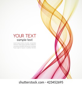 Abstract orange color wave design element. Abstract smooth color wavy vector. Curve flow orange motion illustration. Red and Orange smoke wave lines. Orange wave
