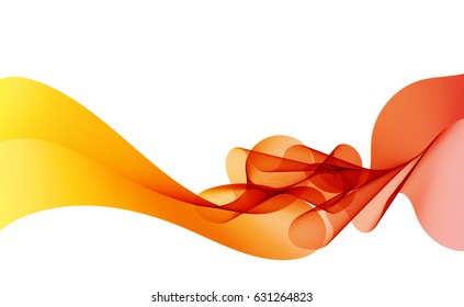 Abstract orange color wave design element. Abstract smooth color wavy vector.