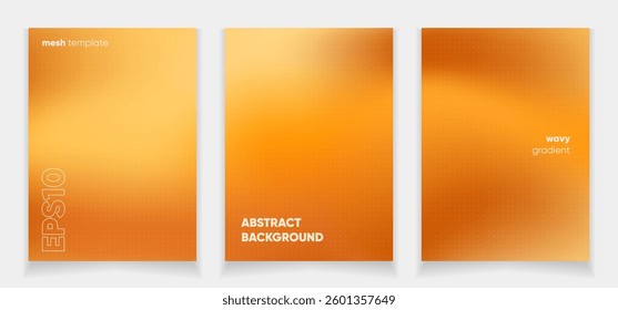 Abstract orange colors liquid background card set with gradient mesh. Blurred fluid colorful background. Modern design template for web covers, ad banners, posters, brochures etc.