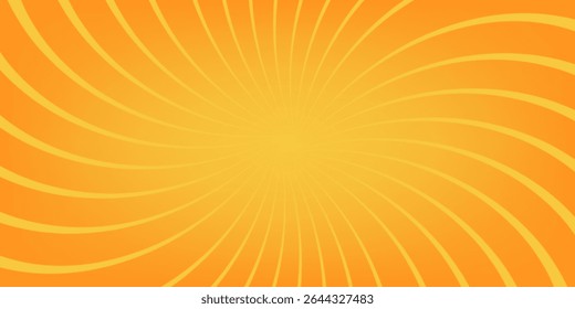 Abstract orange comic background. Art pop cartoon backdrop. Halftone effect pattern. Fun anime texture. Starburst manga style bg. Mark popart radial gradient. Spiral, swirl, comic rays.	