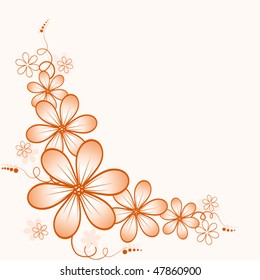 Abstract orange corner flowers background