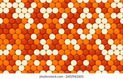 Abstract orange and cream circle pattern.  Dynamic diagonal design creates a vibrant, textured background ideal for websites, packaging, or textile prints.