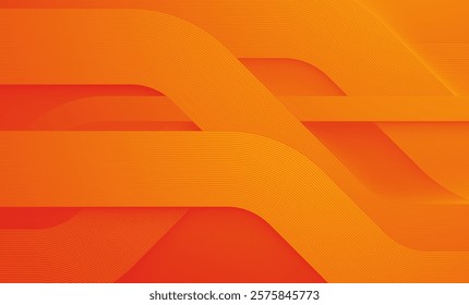 Abstract orange curved layers background with line decoration