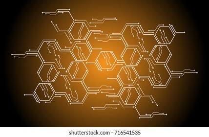 abstract orange cyber high tech circuit board vector, rotate spiral