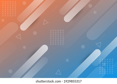 Anaranjado abstracto y fondo azul oscuro con varios símbolos