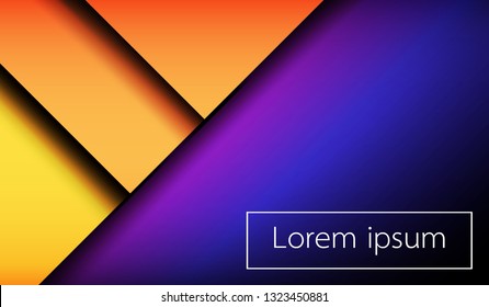 Abstract of The Orange dark colorful rectangles background has a square cut in oblique corners.
