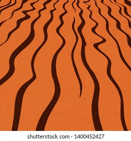 Abstract orange desert background in minimalism style. Beautiful summer Egypt landscape wallpaper. Vector Sahara wild nature illustration template for traveling and tourism ad posters and banners