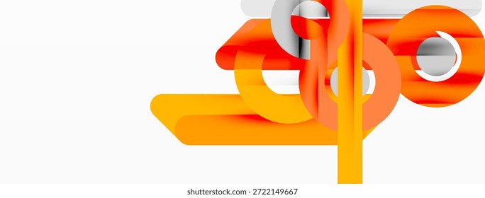 Design laranja abstrato. As formas se sobrepõem, criando um efeito visual dinâmico. Estilo minimalista, fundo branco fornece contraste.