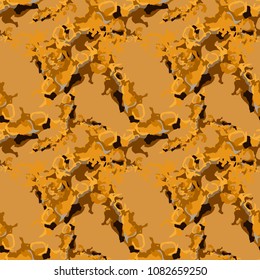 Abstract orange and different shades of  brown background as UFO camouflage. Seamless repeat bright pattern usable as camo, wallpaper, backdrop or for print for textile or wrapping paper