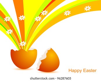 Abstract orange Easter background with egg shell