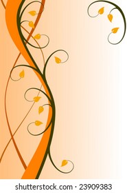 An abstract orange floral background vector illustration with room for text.