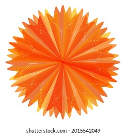Abstract orange flower isolated on white background, Unusual floral element. Vector illustration of beautiful plant.