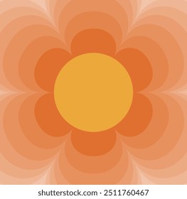 Abstract orange flower with yellow center