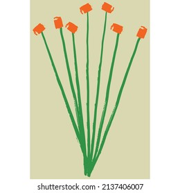 Abstrakter orangefarbener Blumenstrauß, Vektorgrafik