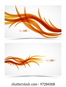 Abstract orange flowing wave lines design element and background. Business card, text line scroll or any cover design