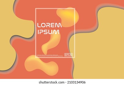 Abstract Orange Fluid Floating Bubbles Geometric background. Fluid shapes composition.