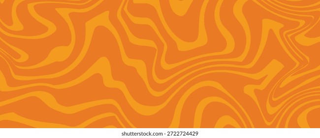 Abstractas fondo de patrón de onda psicodélica fluida naranja con estética inspirada en la década de 1970 retro groovy y trippy. Patrón de remolino de mármol acrílico sin costuras.