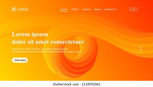 abstract orange fluid wave gradient background, modern and clean landing page concept