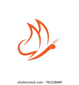 Abstract orange flying butterfly logo 