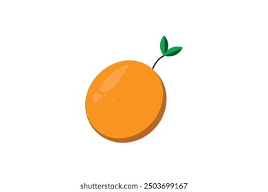 Abstract Orange fruit with leaf Flat Vector illustration mockup graphics for T-shirts, posters, and greeting card  designs