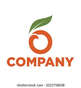 Abstract orange fruit logo design with letter O vector graphic