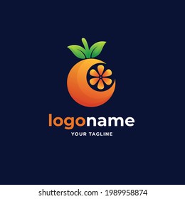logotipo de fruta naranja abstracto estilo gradiente para la empresa de logotipo de alimentos y zumos