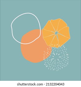 Abstract Orange Fruit On The Blue Background