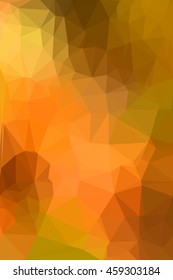 Abstract orange geometric background consisting of colored triangles. Low poly pattern, vertical format.