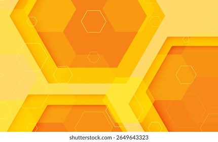 Abstract Orange Geometric Background with Hexagon Pattern Design