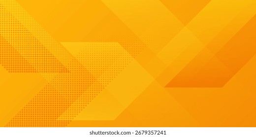 Abstract Orange Geometric Background with Modern Shapes and Halftone Pattern