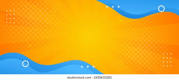Abstrakter orangefarbener geometrischer Bannerhintergrund. Orange Comic Sunburst Effekt Hintergrund mit Halbton. Geeignet für Vorlagen, Verkaufsbanner, Veranstaltungen, Anzeigen, Web und Header