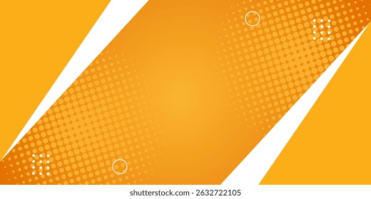 Abstrakter, orangefarbener, geometrischer Bannerhintergrund. Orangefarbener Sonnenburst-Comic-Hintergrund mit Halbton. Geeignet für Vorlagen,