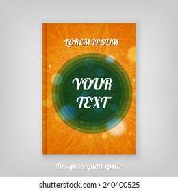 Abstract orange geometric cover design with triangular polygons and minimal round text box
