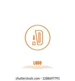 abstract orange geometric elegant circle AD logo letters design concept