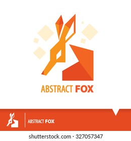 Abstract orange geometric fox symbol icon design. Modern logo template design isolated on white background. Vector illustration.