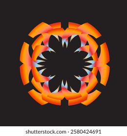 Abstract Orange Geometric Mandala Art. illustration and vector logo.