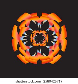 Abstract Orange Geometric Mandala Art. illustration and vector logo.