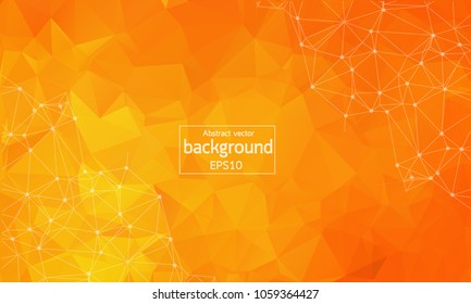 Abstraktes orangefarbenes geometrisches polygonales Hintergrundmolekül und Kommunikation. Verbundene Linien mit Punkten. Konzept der Wissenschaft, Chemie, Biologie, Medizin, Technologie.