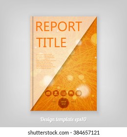 Abstract orange geometric report cover design with triangular striped pattern