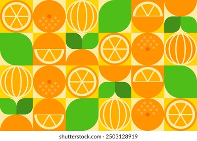 Abstract Orange geometric seamless pattern. Orange fruit mosaic texture. Vector illustration for background