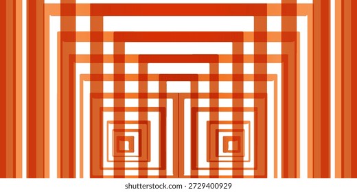 Abstractas espiral geométrica naranja de cuadrados concéntricos que crean profundidad, Perspectiva, ilusión y fondo de arte moderno