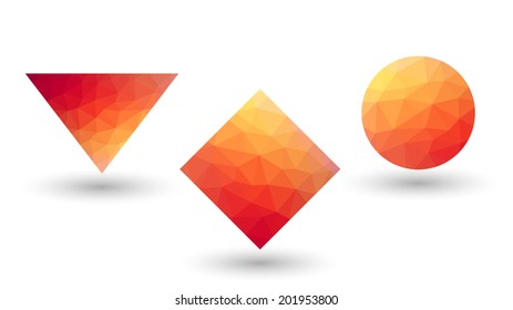 Abstract orange geometrical shapes from triangular faces for graphic design.Vector illustration EPS10. 