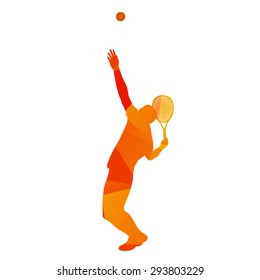 Abstract Orange Geometrical Vector Tennis Player