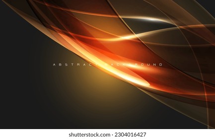 Abstract orange glass glossy curve wave on grey design modern luxury futuristic background vector illustration.